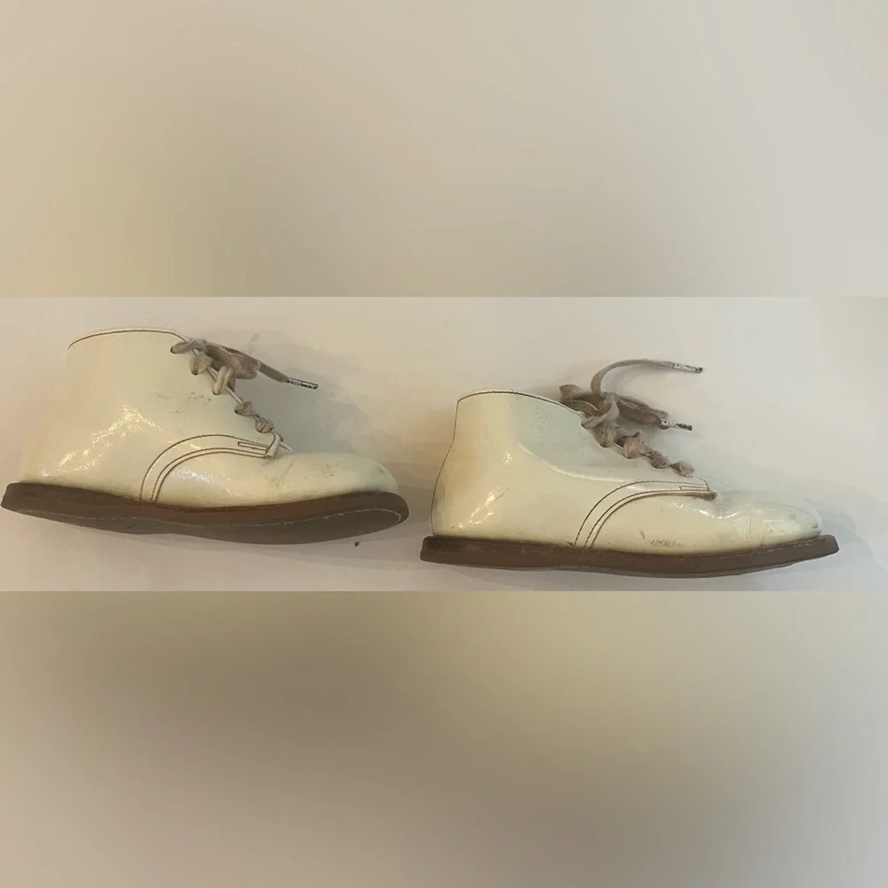 Vintage baby toddler hard sole lace up shoes unisex boy girl